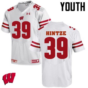 #39 Zach Hintze Wisconsin Badgers Youth High School Jerseys White