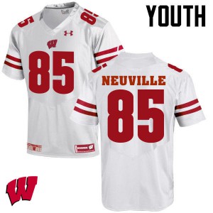 #85 Zander Neuville University of Wisconsin Youth NCAA Jerseys White